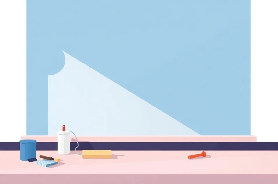 Outils de peinture disposés dans l'ordre des étapes du chantier