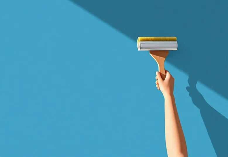 Pose de papier peint, rouleau et brosse à maroufler